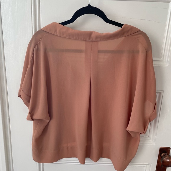 Orange button down chiffon blouse - Picture 2 of 3